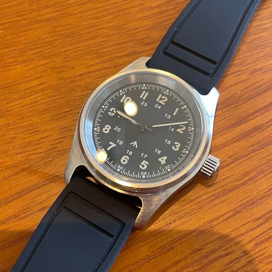 イギリス軍ミリタリーウォッチ 38㎜ブロードアロー 純正SSベルト新品 ハミルトン イギリス軍用時計 英国陸軍官給品 ブロードアロー